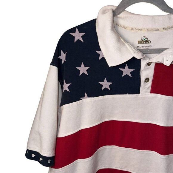 American Flag Polo Shirt 2XL Red White & Blue RedHead - Picture 2 of 5